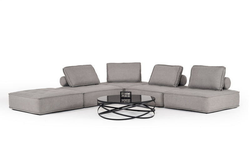 Nolden - Modern Modular Grey Fabric Armless Seat — view 4