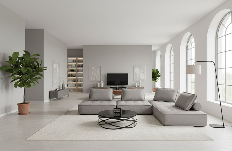 Nolden - Modern Grey Fabric Modular 4-Piece Sectional Sofa — view 3