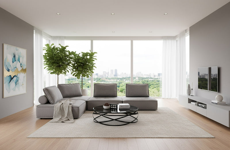 Nolden - Modern Grey Fabric Modular 4-Piece Sectional Sofa — view 2