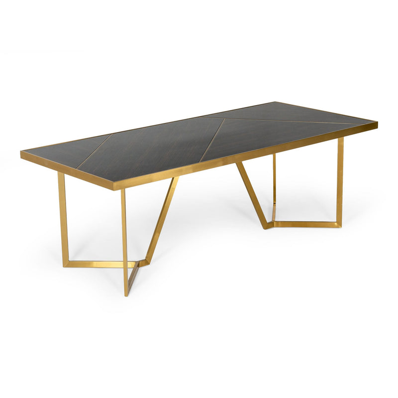 Nolte - Glam Black Zebrawood and Gold Dining Table — view 5