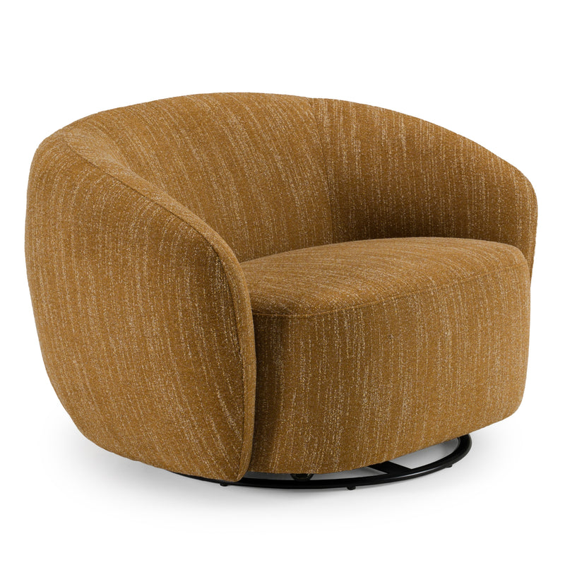 Norris - Modern Mustard Fabric Swivel Accent Chair