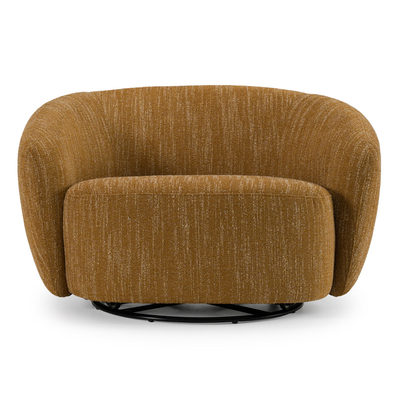 Norris - Modern Mustard Fabric Swivel Accent Chair — view 3
