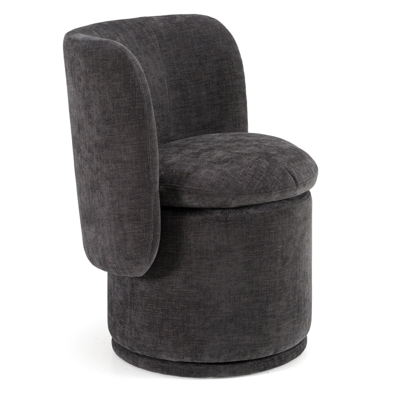 Norris - Modern Dark Grey Fabric Swivel Dining Chair — view 3