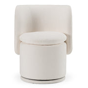 Norris - Modern Ivory Fabric Swivel Dining Chair — view 2