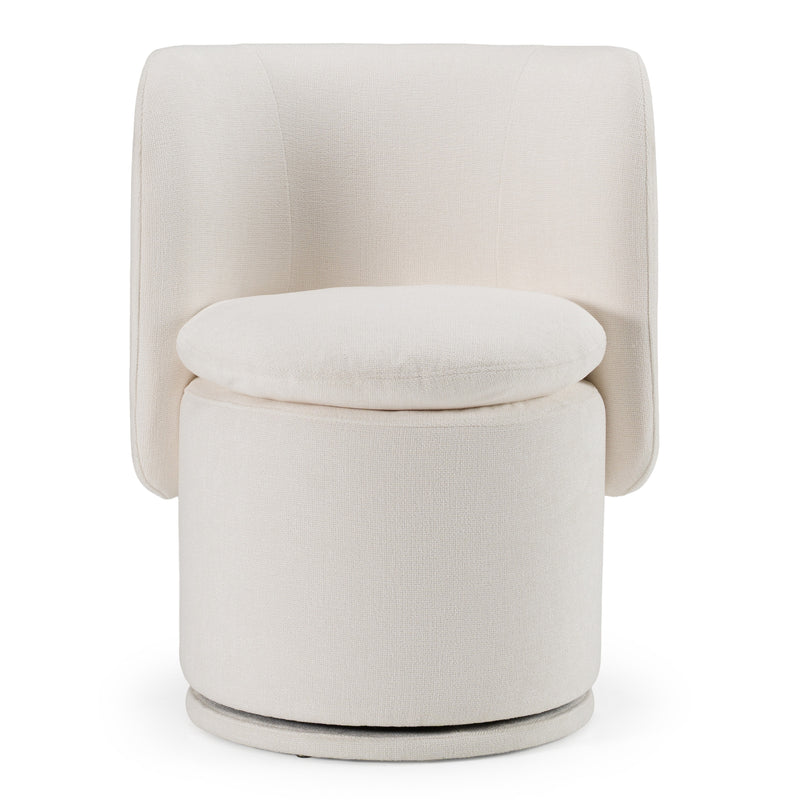 Norris - Modern Ivory Fabric Swivel Dining Chair — view 2