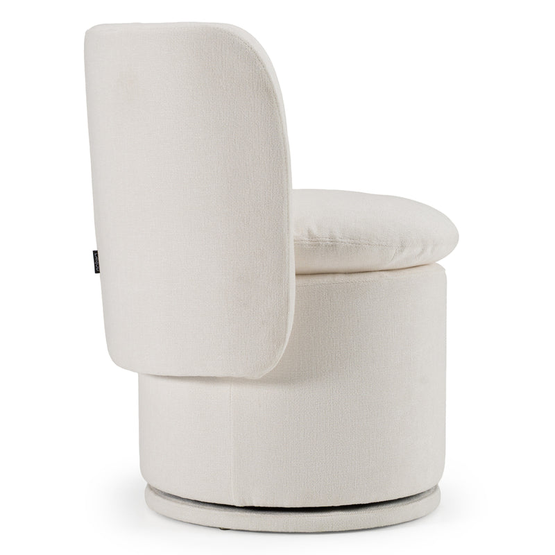 Norris - Modern Ivory Fabric Swivel Dining Chair — view 3