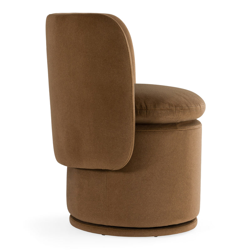 Norris - Modern Brown Fabric Swivel Dining Chair — view 2