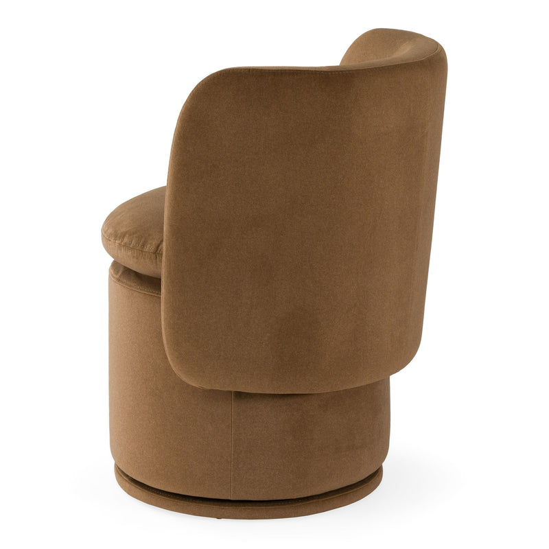 Norris - Modern Brown Fabric Swivel Dining Chair — view 3