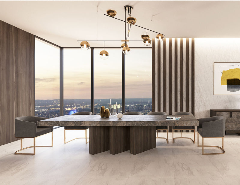 Amsterdam - Modern Grey Volcano & Eucalyptus Oak Dining Table — view 2