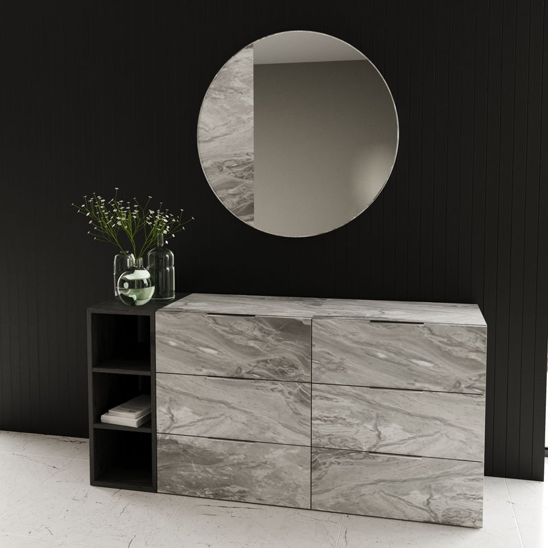 Maranello - Modern Grey Faux Marble Mirror