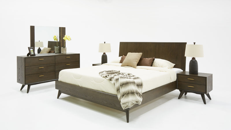 Novak Modern Dark Oak & Antique Brass Mirror — view 5
