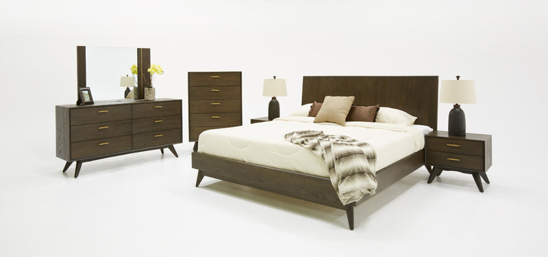 Novak Modern Dark Oak & Antique Brass Mirror — view 4