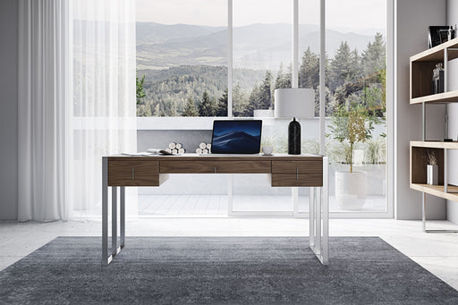 Orcutt - Modern Walnut & Stainless Steel Desk