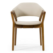 Ocasio - Mid-Century Modern Cream Vegan Leather + Walnut Dining Chair — view 5