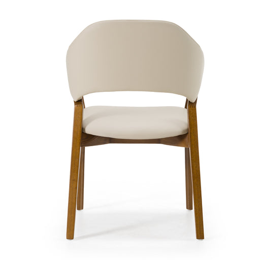 Ocasio - Mid-Century Modern Cream Vegan Leather + Walnut Dining Chair — view 2