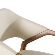 Ocasio - Mid-Century Modern Cream Vegan Leather + Walnut Dining Chair — view 3