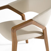 Ocasio - Mid-Century Modern Cream Vegan Leather + Walnut Dining Chair — view 4