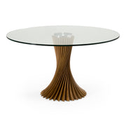 Ocasio - Modern Glass + Walnut Round Dining Table