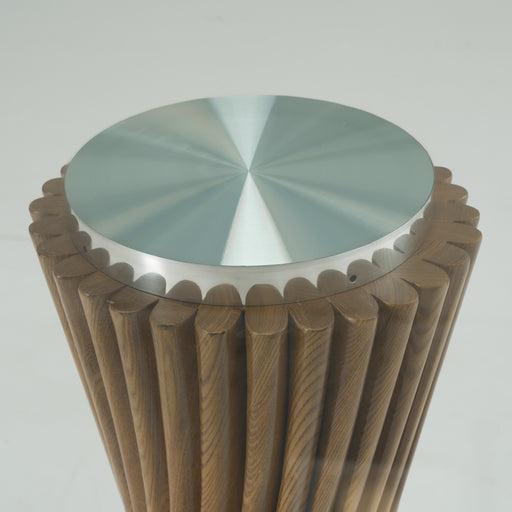 Ocasio - Modern Glass + Walnut Round Dining Table — view 2