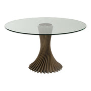 Ocasio - Modern Glass + Grey Ash Round Dining Table