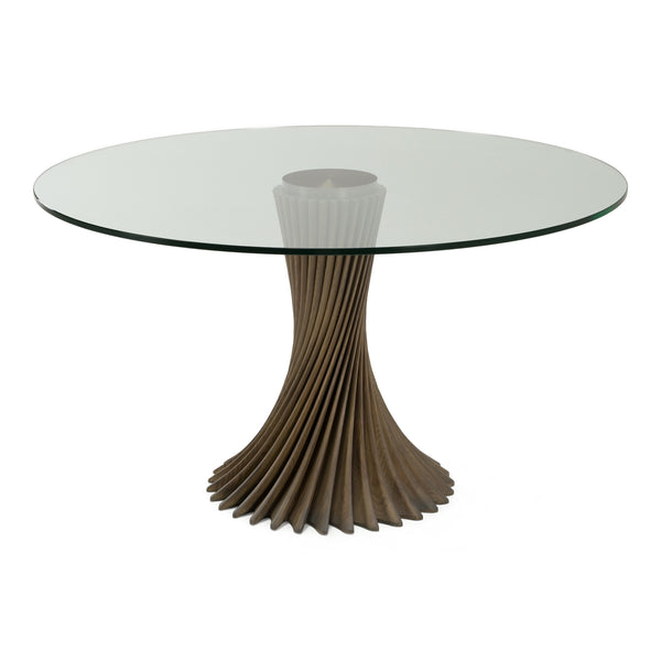 Ocasio - Modern Glass + Grey Ash Round Dining Table