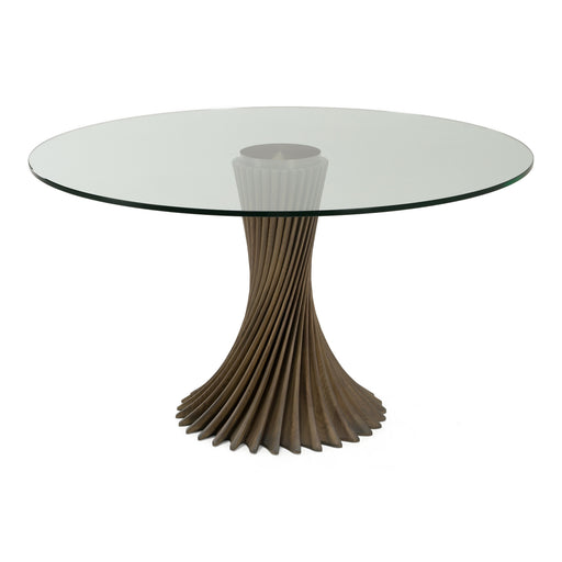 Ocasio - Modern Glass + Grey Ash Round Dining Table