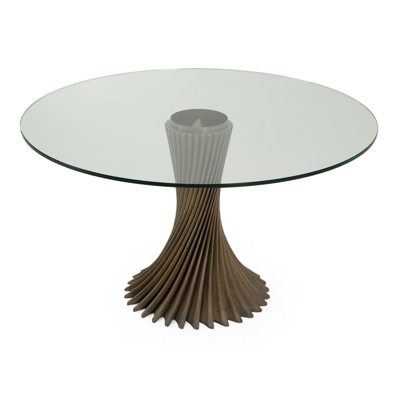 Ocasio - Modern Glass + Grey Ash Round Dining Table — view 2