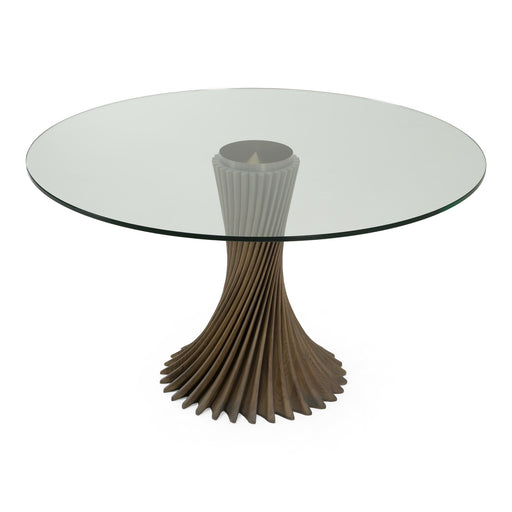 Ocasio - Modern Glass + Grey Ash Round Dining Table — view 2