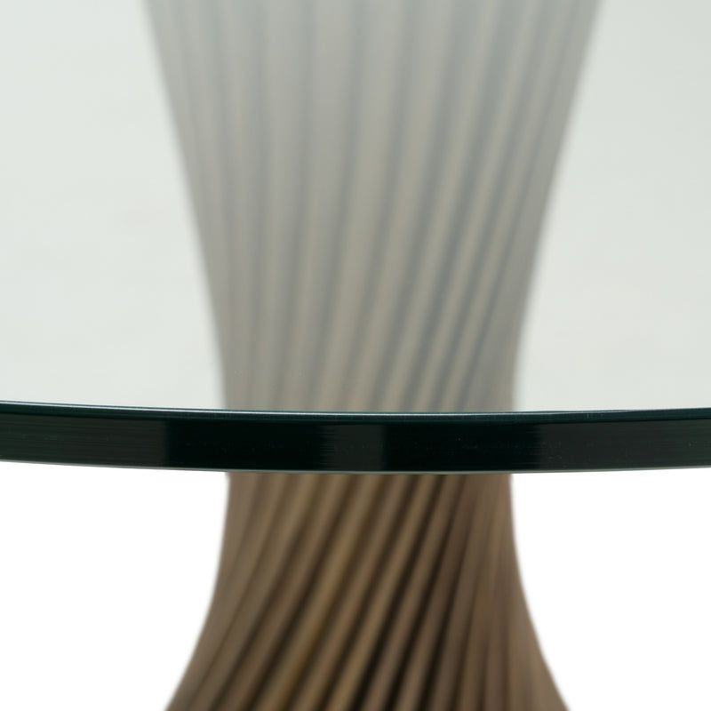 Ocasio - Modern Glass + Grey Ash Round Dining Table — view 4