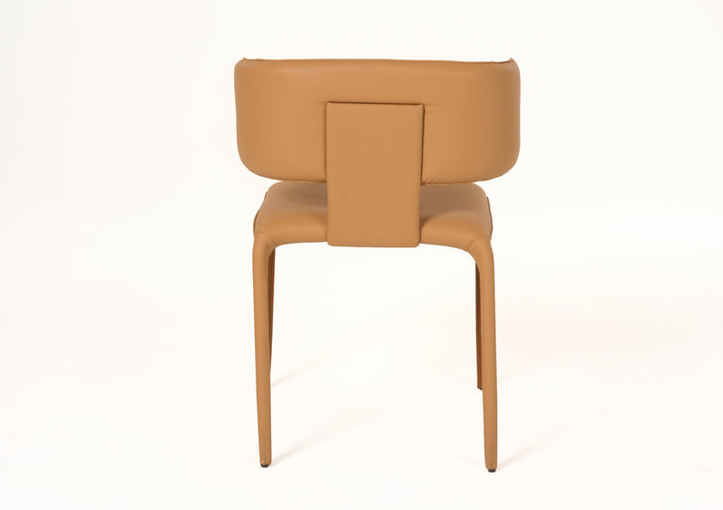 Odessa - Modern Camel Vegan Leather Dining Chair — view 4