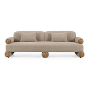Odette - Modern Beige Fabric + White Burl Sofa — view 3