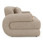 Odette - Modern Beige Fabric + White Burl Loveseat Sofa — view 2