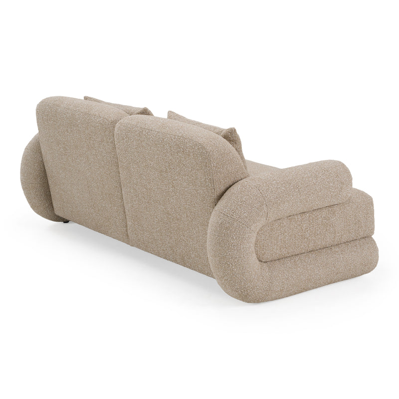 Odette - Modern Beige Fabric + White Burl Loveseat Sofa — view 3