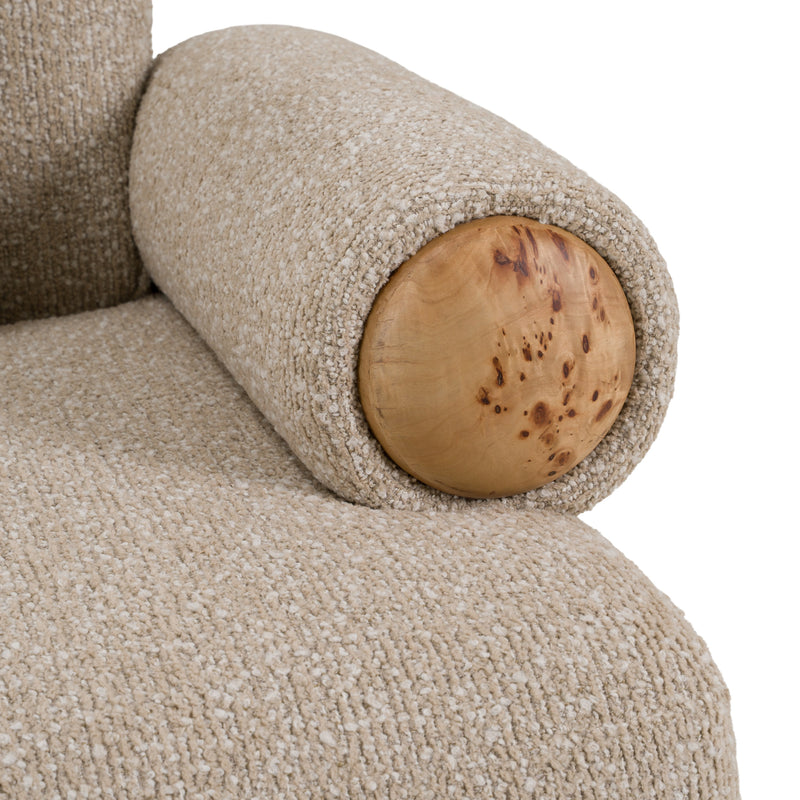 Odette - Modern Beige Fabric + White Burl Loveseat Sofa — view 5