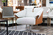 Ohio - Swivel Grey and Camel Fabric Accent Chair — view 2