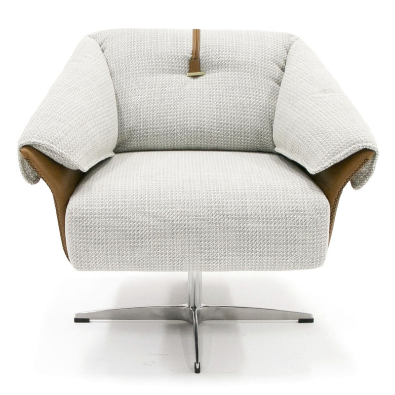 Ohio - Swivel Grey and Camel Fabric Accent Chair — view 4