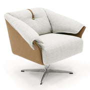 Ohio - Swivel Grey and Camel Fabric Accent Chair — view 3