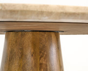 Onalaska - Modern Travertine Marble + Wood Round Dining Table — view 2