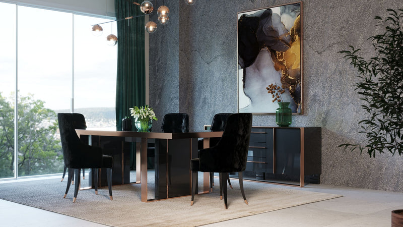 Cartier Modern Black & Rosegold Dining Table — view 4