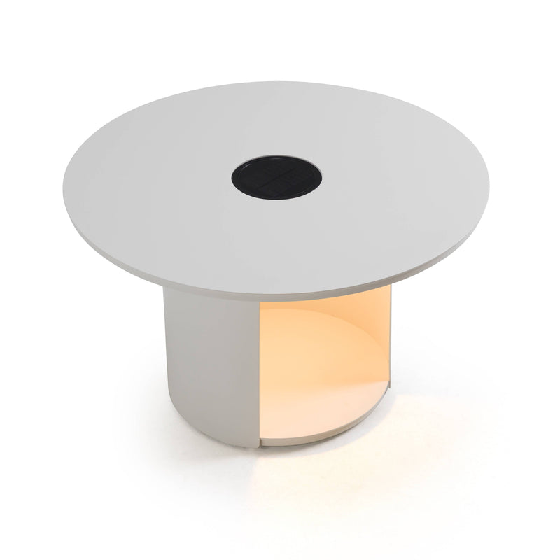 Onza - Outdoor White Medium End Table w/ Solar Light — view 3