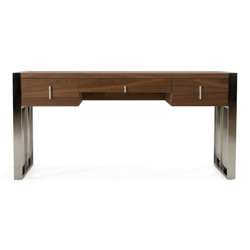 Orcutt - Modern Walnut & Stainless Steel Desk — view 2