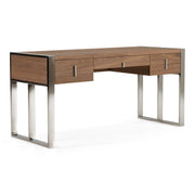 Orcutt - Modern Walnut & Stainless Steel Desk — view 3