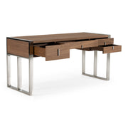 Orcutt - Modern Walnut & Stainless Steel Desk — view 5