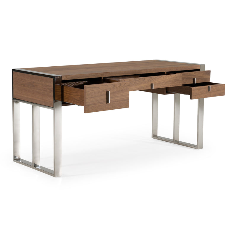 Orcutt - Modern Walnut & Stainless Steel Desk — view 5