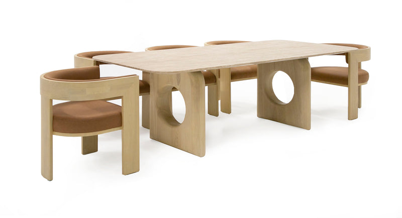 Osaka - Modern Faux Marble + Natural Ash Dining Table — view 5