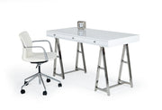 Ostrow - White + Stainless Steel Desk — view 2