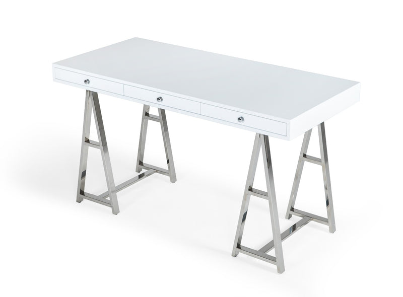 Ostrow - White + Stainless Steel Desk — view 3