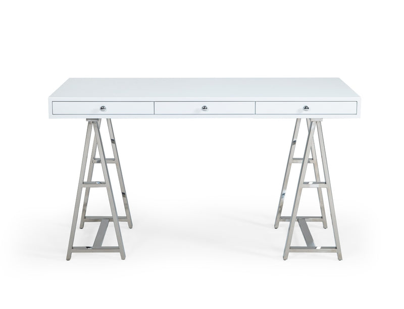 Ostrow - White + Stainless Steel Desk — view 4