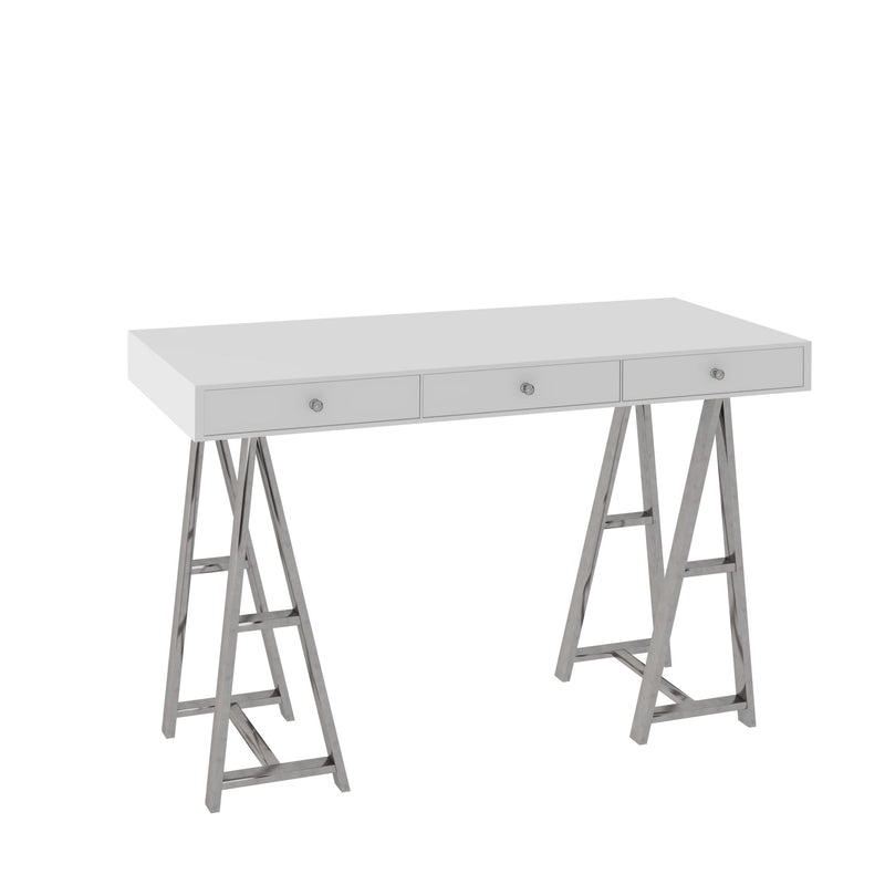 Ostrow - White + Stainless Steel Desk