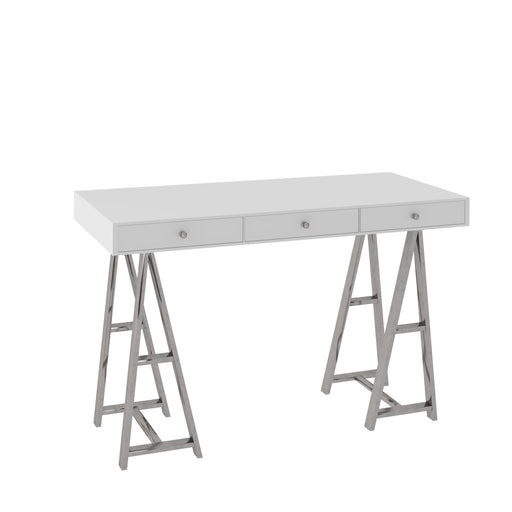 Ostrow - White + Stainless Steel Desk
